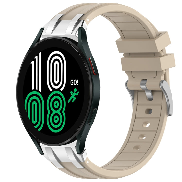 For Samsung Galaxy Watch 4 40 / 44mm 20mm Quick Release Silver Buckle Royal Silicone Watch Band(Starlight)