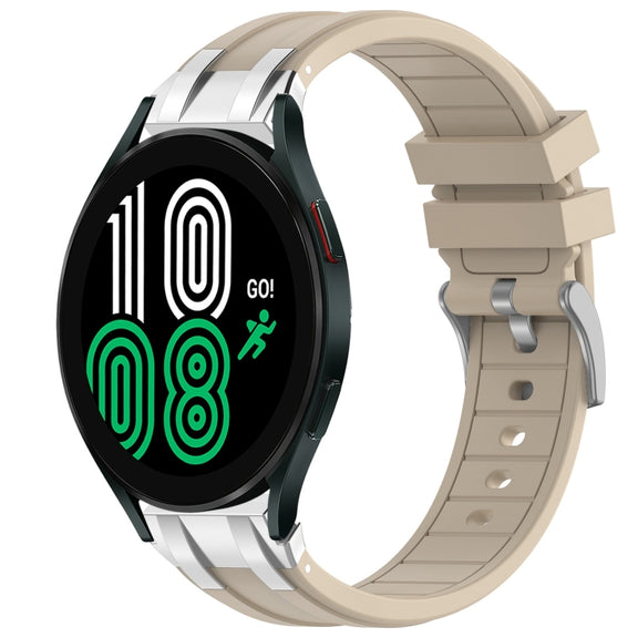 For Samsung Galaxy Watch 4 40 / 44mm 20mm Quick Release Silver Buckle Royal Silicone Watch Band(Starlight)