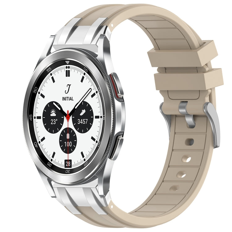 For Samsung Galaxy Watch 4 Classic 42 / 46mm 20mm Quick Release Silver Buckle Royal Silicone Watch Band(Starlight)