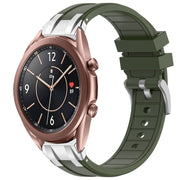 For Samsung Galaxy Watch3 41mm 20mm Quick Release Silver Buckle Royal Silicone Watch Band(Olive Green)