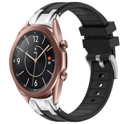For Samsung Galaxy Watch3 41mm 20mm Quick Release Silver Buckle Royal Silicone Watch Band(Black)
