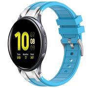 For Samsung Galaxy Watch Active 2 20mm Quick Release Silver Buckle Royal Silicone Watch Band(Sky Blue)
