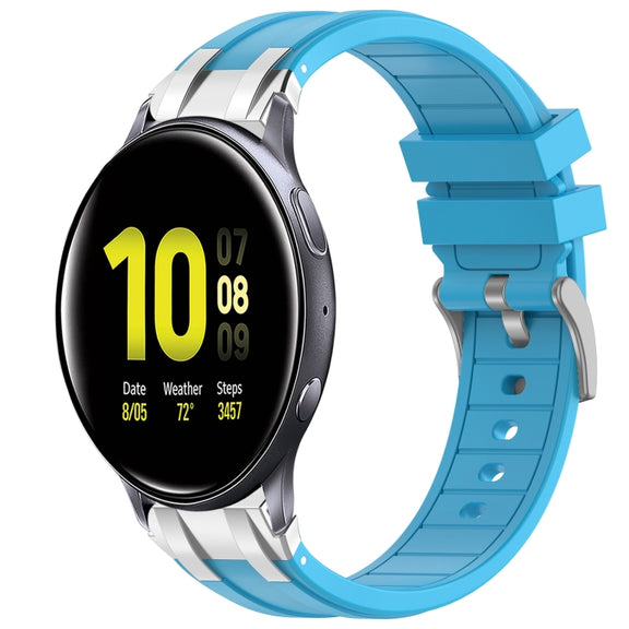 For Samsung Galaxy Watch Active 2 20mm Quick Release Silver Buckle Royal Silicone Watch Band(Sky Blue)