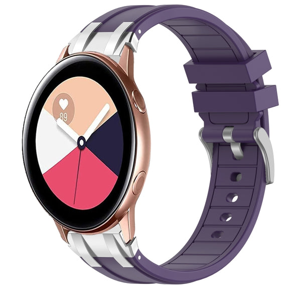 For Samsung Galaxy Watch Active 20mm Quick Release Silver Buckle Royal Silicone Watch Band(Purple)