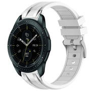 For Samsung Galaxy Watch 42mm 20mm Quick Release Silver Buckle Royal Silicone Watch Band(White)