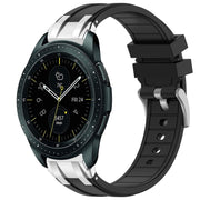 For Samsung Galaxy Watch 42mm 20mm Quick Release Silver Buckle Royal Silicone Watch Band(Black)