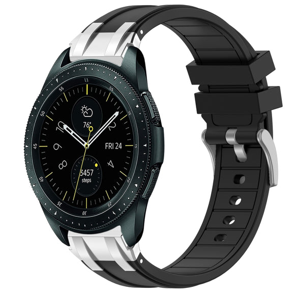 For Samsung Galaxy Watch 42mm 20mm Quick Release Silver Buckle Royal Silicone Watch Band(Black)