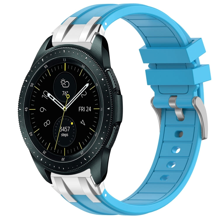 For Samsung Galaxy Watch 42mm 20mm Quick Release Silver Buckle Royal Silicone Watch Band(Sky Blue)