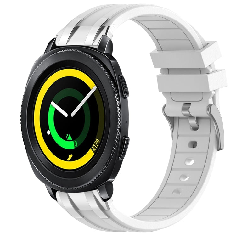 For Samsung Gear Sport 20mm Quick Release Silver Buckle Royal Silicone Watch Band(White)
