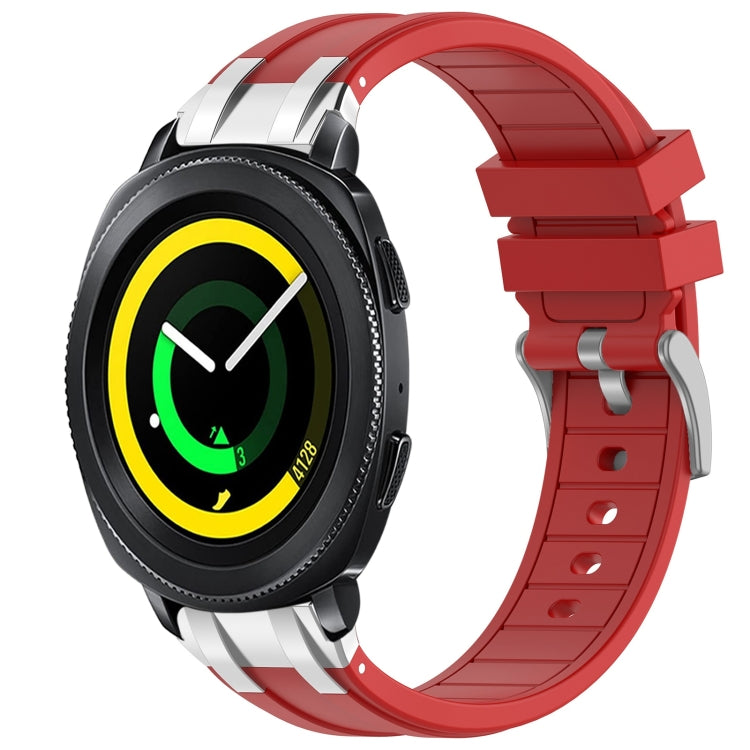 For Samsung Gear Sport 20mm Quick Release Silver Buckle Royal Silicone Watch Band(Red)