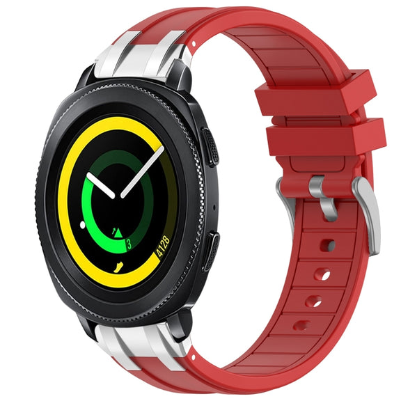 For Samsung Gear Sport 20mm Quick Release Silver Buckle Royal Silicone Watch Band(Red)