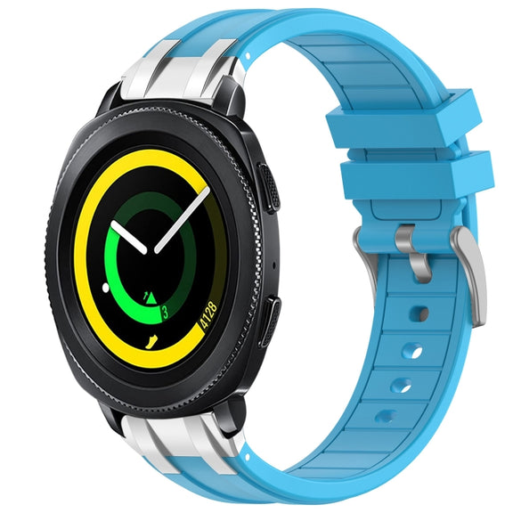For Samsung Gear Sport 20mm Quick Release Silver Buckle Royal Silicone Watch Band(Sky Blue)