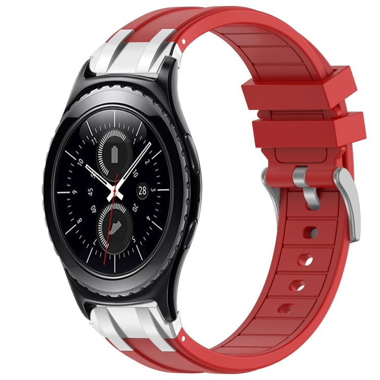 For Samsung Gear S2 Classic 20mm Quick Release Silver Buckle Royal Silicone Watch Band(Red)