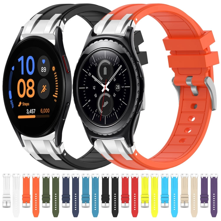 For Samsung Galaxy Watch Active 20mm Quick Release Silver Buckle Royal Silicone Watch Band(Sky Blue)