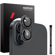 For iPhone 16 / 16 Plus NORTHJO Matte Camera Lens Protector Tempered Glass Rear Lens Film(Black)