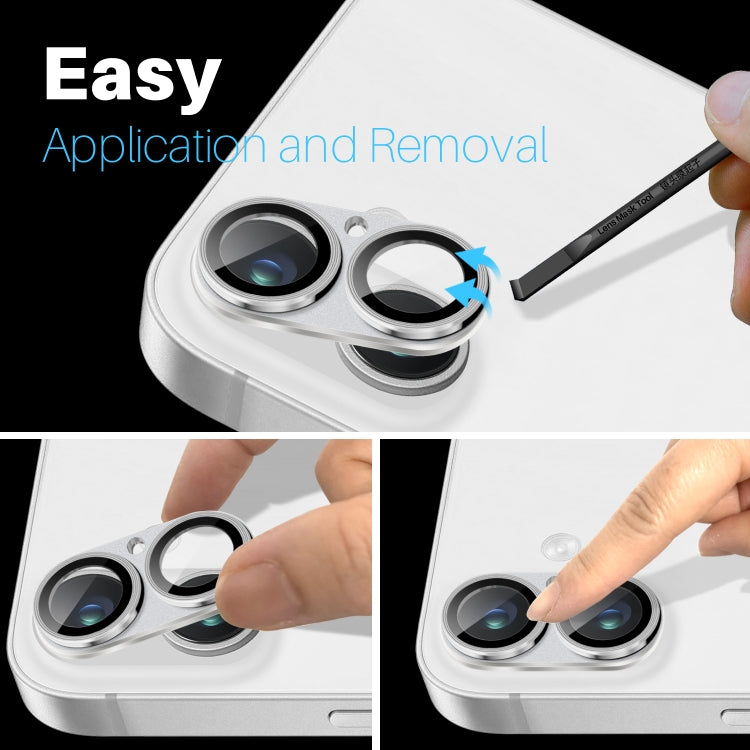 For iPhone 16 / 16 Plus NORTHJO Matte Camera Lens Protector Tempered Glass Rear Lens Film(Silver)