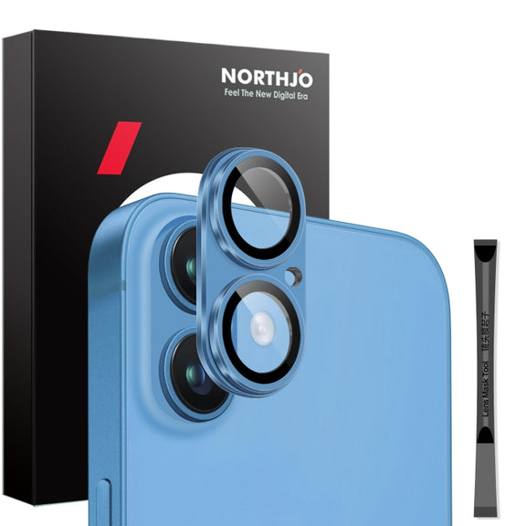 For iPhone 16 / 16 Plus NORTHJO Matte Camera Lens Protector Tempered Glass Rear Lens Film(Blue)