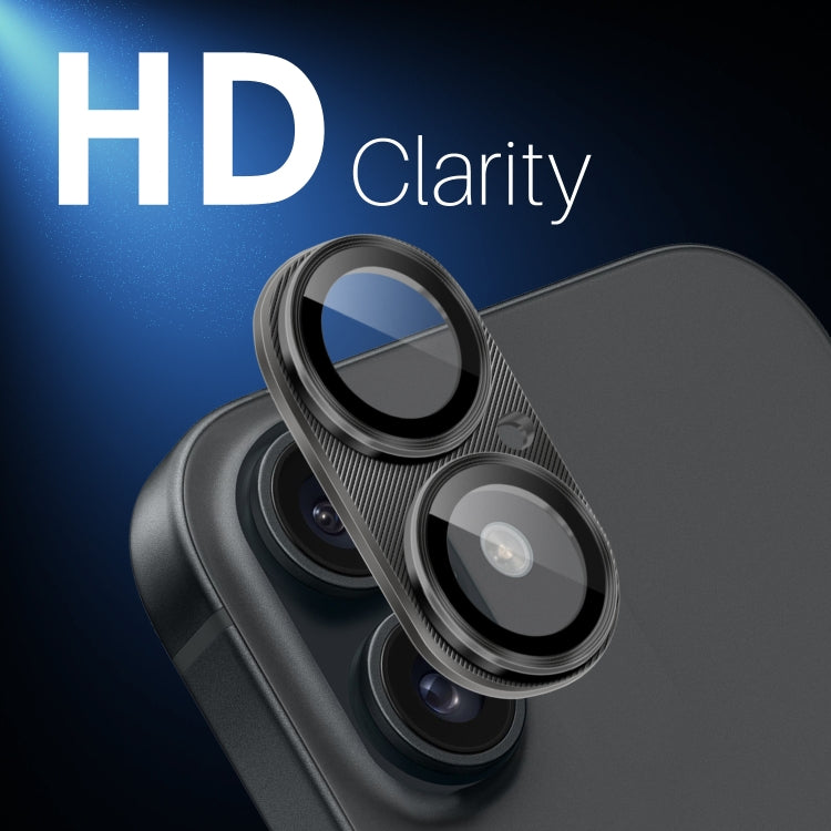 For iPhone 16 / 16 Plus NORTHJO CD Vein Camera Lens Protector Tempered Glass Rear Lens Film(Black)