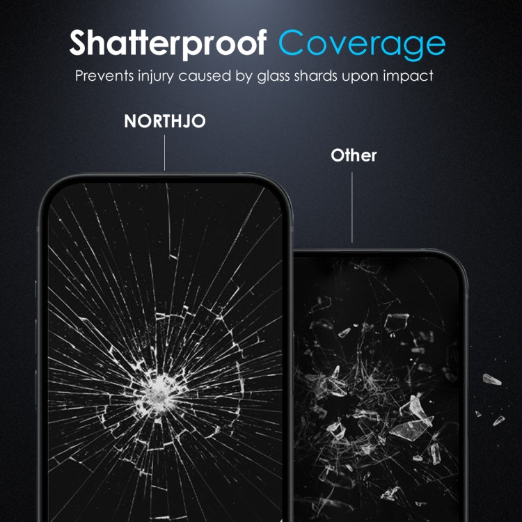 For iPhone 16 Plus NORTHJO Matte Silkscreen Anti-Fingerprint Tempered Glass Film