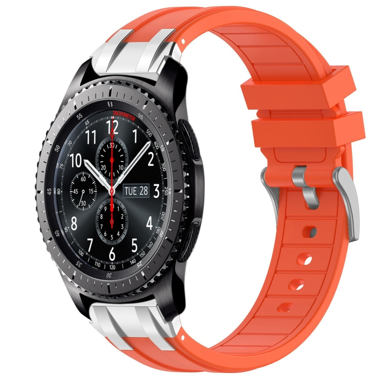 For Samsung Galaxy Gear S3 Frontier 22mm Quick Release Silver Buckle Royal Silicone Watch Band(Orange)