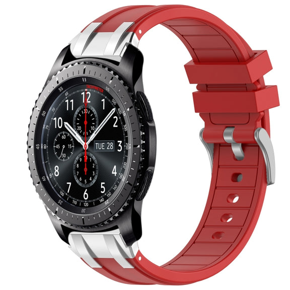 For Samsung Galaxy Gear S3 Frontier 22mm Quick Release Silver Buckle Royal Silicone Watch Band(Red)