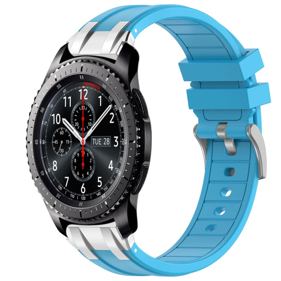 For Samsung Galaxy Gear S3 Frontier 22mm Quick Release Silver Buckle Royal Silicone Watch Band(Sky Blue)