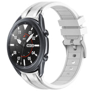 For Samsung Galaxy Watch 3 45mm 22mm Quick Release Silver Buckle Royal Silicone Watch Band(White)