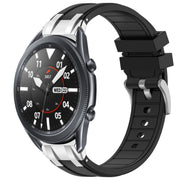 For Samsung Galaxy Watch 3 45mm 22mm Quick Release Silver Buckle Royal Silicone Watch Band(Black)