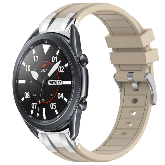 For Samsung Galaxy Watch 3 45mm 22mm Quick Release Silver Buckle Royal Silicone Watch Band(Starlight)