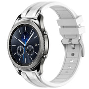 For Samsung Galaxy Gear S3 Classic 22mm Quick Release Silver Buckle Royal Silicone Watch Band(White)