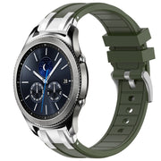 For Samsung Galaxy Gear S3 Classic 22mm Quick Release Silver Buckle Royal Silicone Watch Band(Olive Green)
