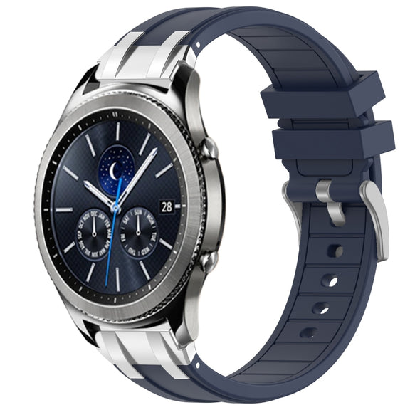 For Samsung Galaxy Gear S3 Classic 22mm Quick Release Silver Buckle Royal Silicone Watch Band(Navy Blue)