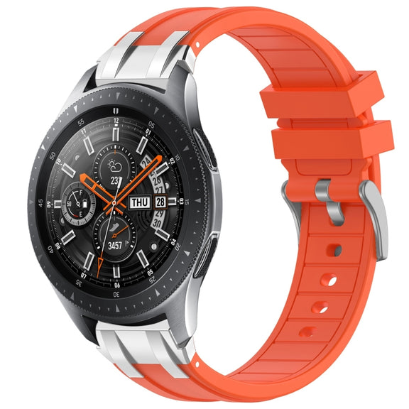 For Samsung Galaxy Watch 46mm 22mm Quick Release Silver Buckle Royal Silicone Watch Band(Orange)