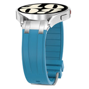 For Samsung Galaxy Watch 46mm 22mm Quick Release Silver Buckle Royal Silicone Watch Band(Sea Blue)