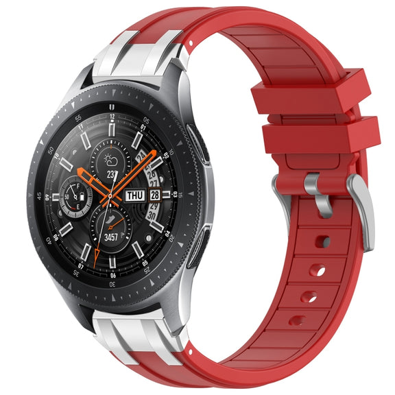 For Samsung Galaxy Watch 46mm 22mm Quick Release Silver Buckle Royal Silicone Watch Band(Red)