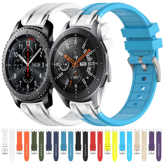 For Samsung Galaxy Gear S3 Classic 22mm Quick Release Silver Buckle Royal Silicone Watch Band(Sea Blue)