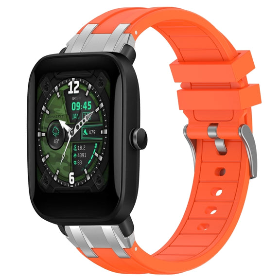 For Amazfit Bip U 20mm Quick Release Silver Buckle Royal Silicone Watch Band(Orange)