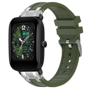 For Amazfit Bip U 20mm Quick Release Silver Buckle Royal Silicone Watch Band(Olive Green)
