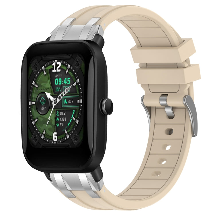 For Amazfit Bip U 20mm Quick Release Silver Buckle Royal Silicone Watch Band(Starlight)