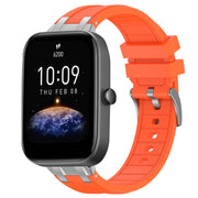 For Amazfit Bip3 Pro 20mm Quick Release Silver Buckle Royal Silicone Watch Band(Orange)