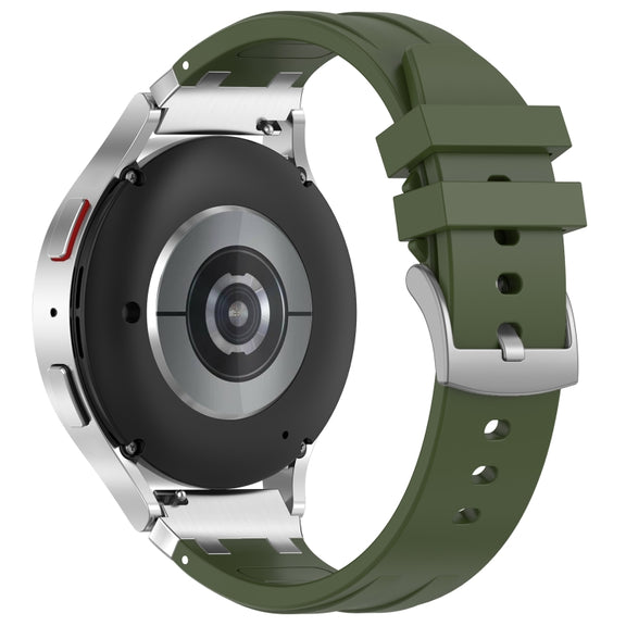 For Amazfit Active 20mm Quick Release Silver Buckle Royal Silicone Watch Band(Olive Green)