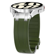 For Amazfit Active 20mm Quick Release Silver Buckle Royal Silicone Watch Band(Olive Green)
