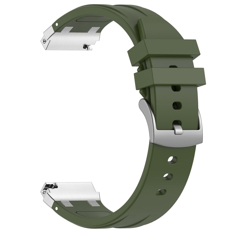 For Amazfit Active 20mm Quick Release Silver Buckle Royal Silicone Watch Band(Olive Green)