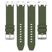 For Amazfit Active 20mm Quick Release Silver Buckle Royal Silicone Watch Band(Olive Green)