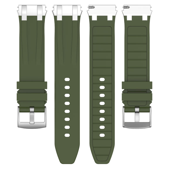 For Amazfit Active 20mm Quick Release Silver Buckle Royal Silicone Watch Band(Olive Green)