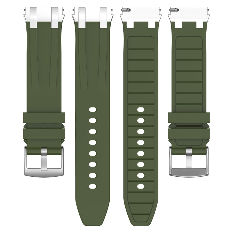 For Amazfit Active 20mm Quick Release Silver Buckle Royal Silicone Watch Band(Olive Green)