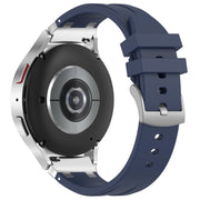 For Amazfit Active 20mm Quick Release Silver Buckle Royal Silicone Watch Band(Navy Blue)