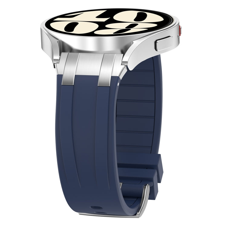 For Amazfit Active 20mm Quick Release Silver Buckle Royal Silicone Watch Band(Navy Blue)