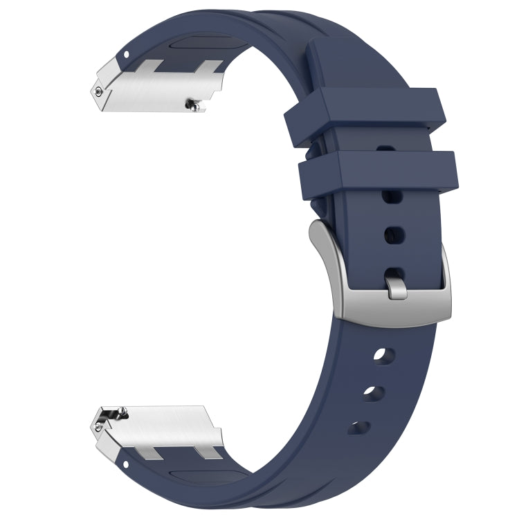 For Amazfit Active 20mm Quick Release Silver Buckle Royal Silicone Watch Band(Navy Blue)