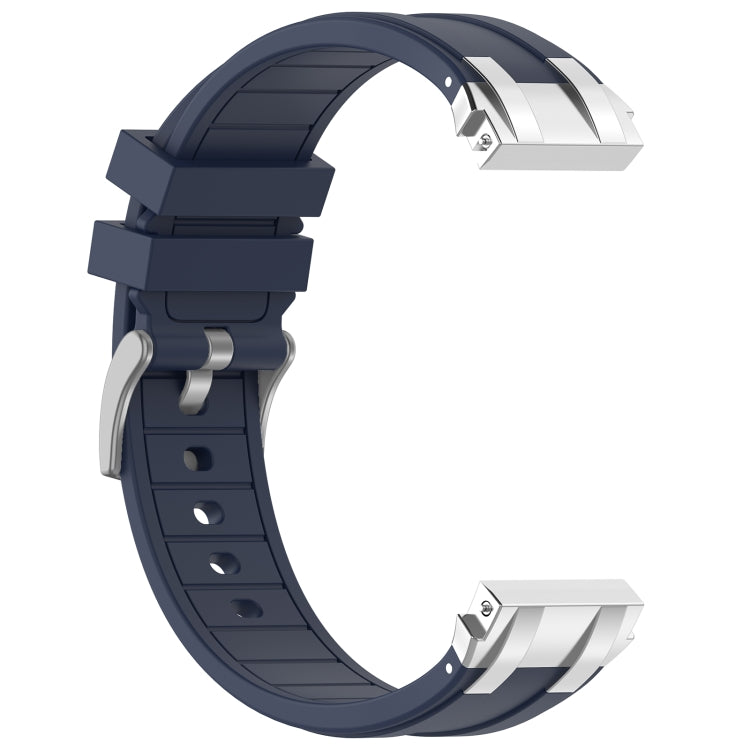 For Amazfit Active 20mm Quick Release Silver Buckle Royal Silicone Watch Band(Navy Blue)